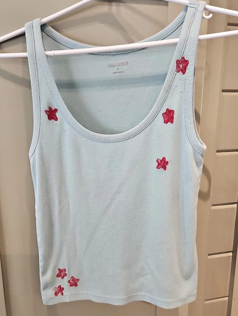 funk.u.self Old Navy Ribbed Floral Tank Top in Blue & Pink Size Medium